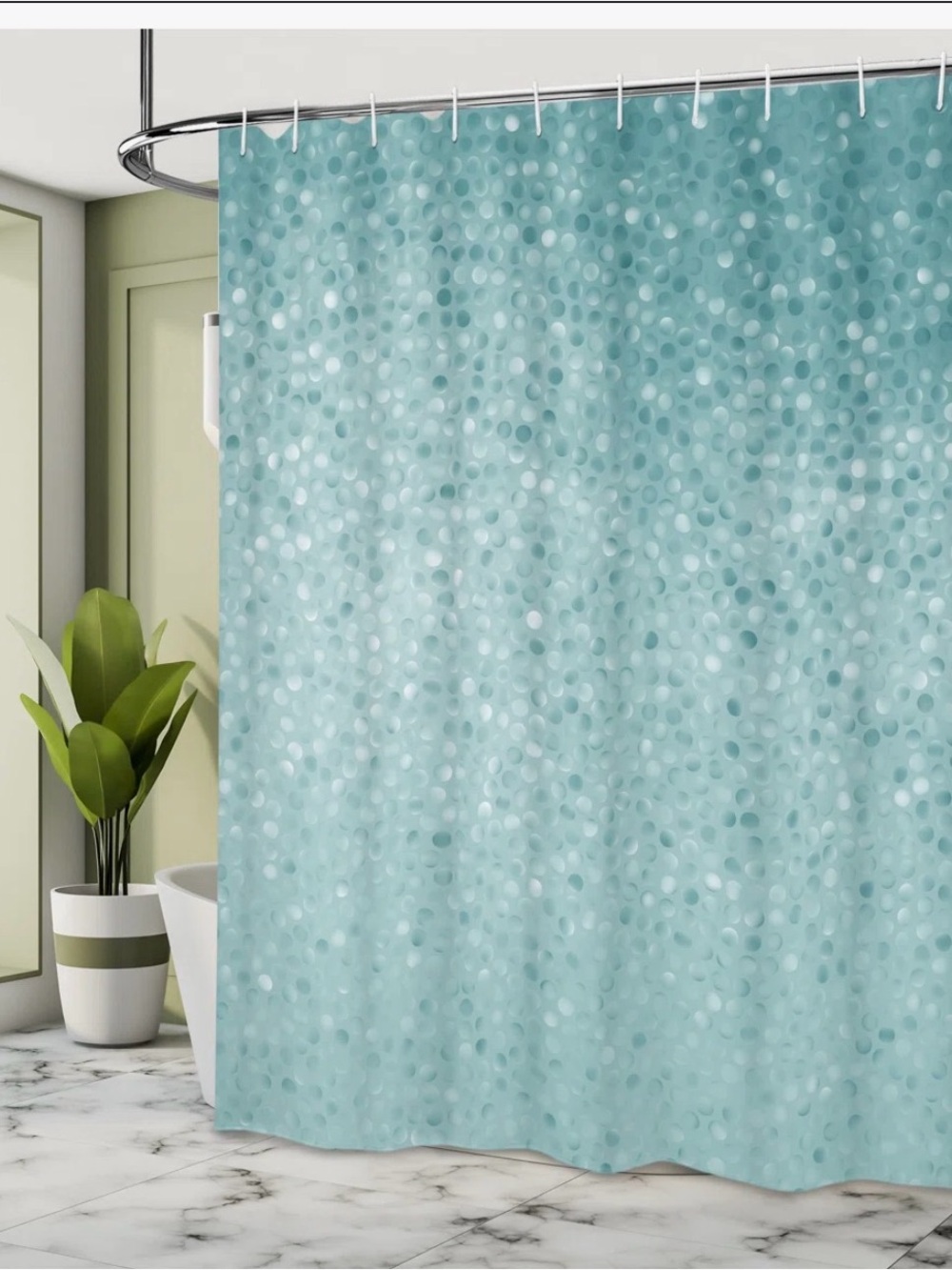 🚿💙 NEW Ambesonne Aqua Bubble Shower Curtain w/ Hooks 69”x70”
